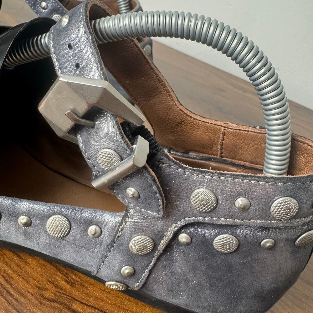 Free People Gray Distressed Studded Mary Jane Flats - Picture 2 of 9